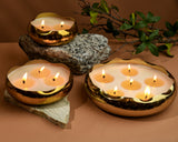 Golden Hour Glow Urli - Set of 3 Scented Candles | Diya Decoration | Urli Bowl