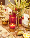 Brass Palm Candle Stand and Rani Pink Candle Holder Combo | Scented Candle