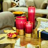 Brass Palm Candle Stand and Rani Pink Candle Holder Combo | Scented Candle