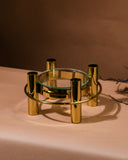 Iria Gold Candle Stand with Glass Centre