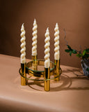 Iria Gold Candle Stand with Glass Centre