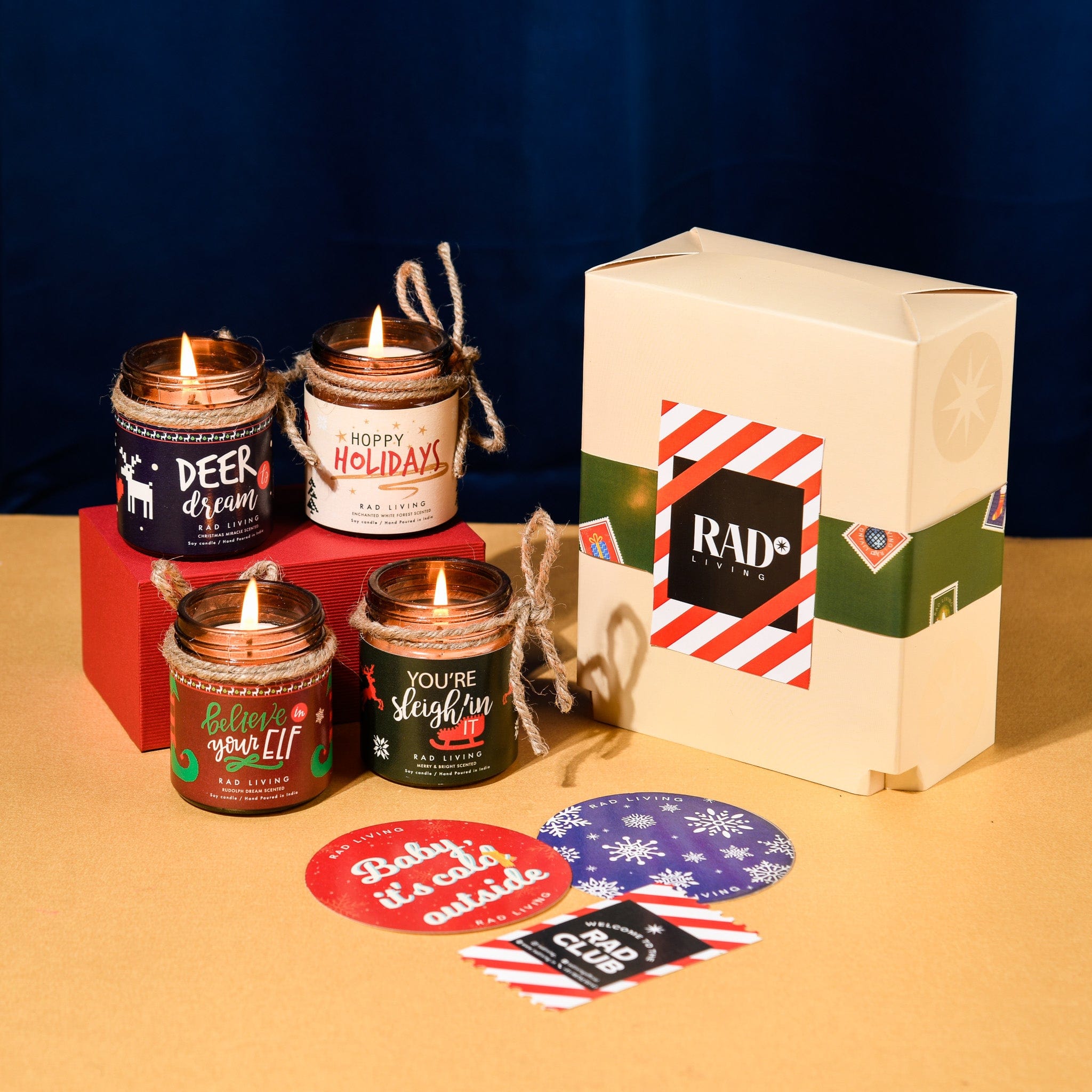 3 - Wick Soy Wax Jar Candle with Festive Gift Box - Royal Oudh Aroma